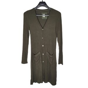 Anthropologie Green Knit Cardigan Sweater Dress